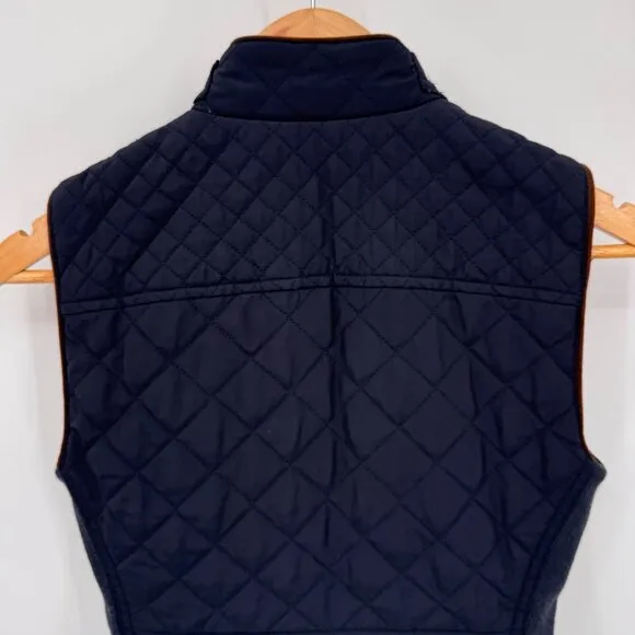 Zara Quilted Vest Womens XS Black Gold Polyester Equestrian Style Zip Pockets