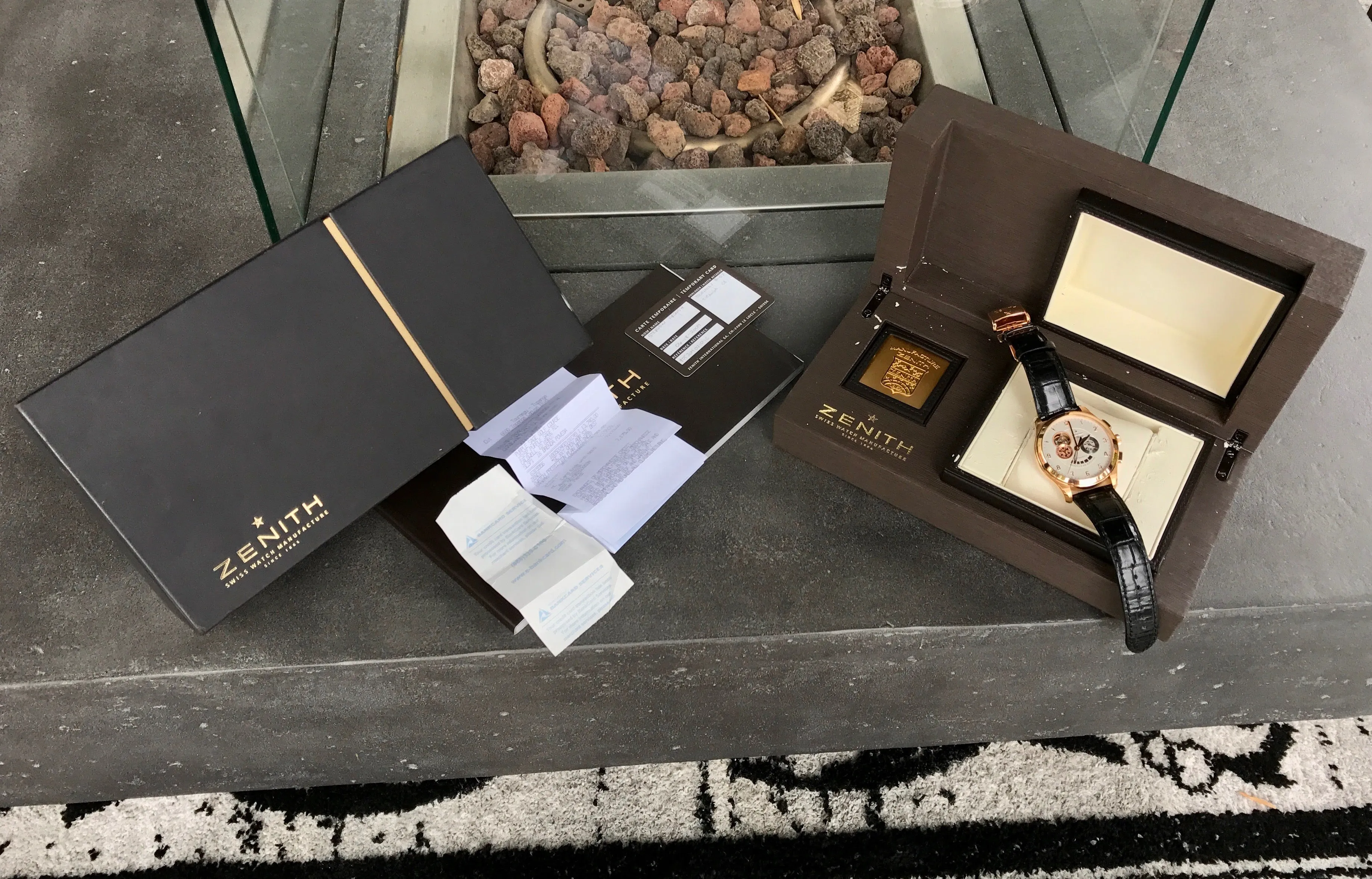 Zenith El Primero 18.0520.4021 18K Rose Gold Grande Class XXT Automatic Chronograph Wristwatch Box & Papers