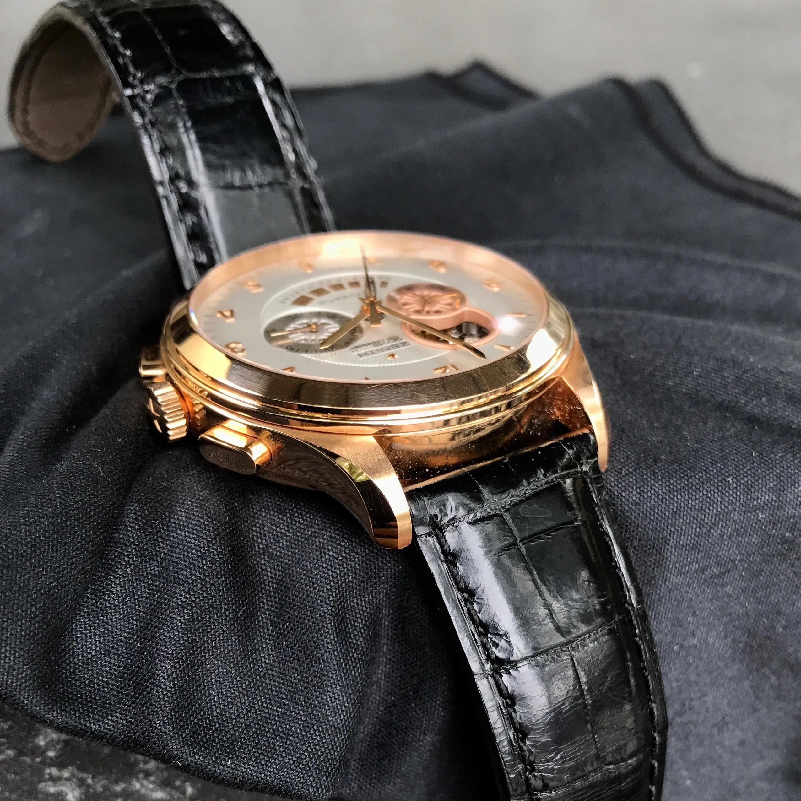 Zenith El Primero 18.0520.4021 18K Rose Gold Grande Class XXT Automatic Chronograph Wristwatch Box & Papers