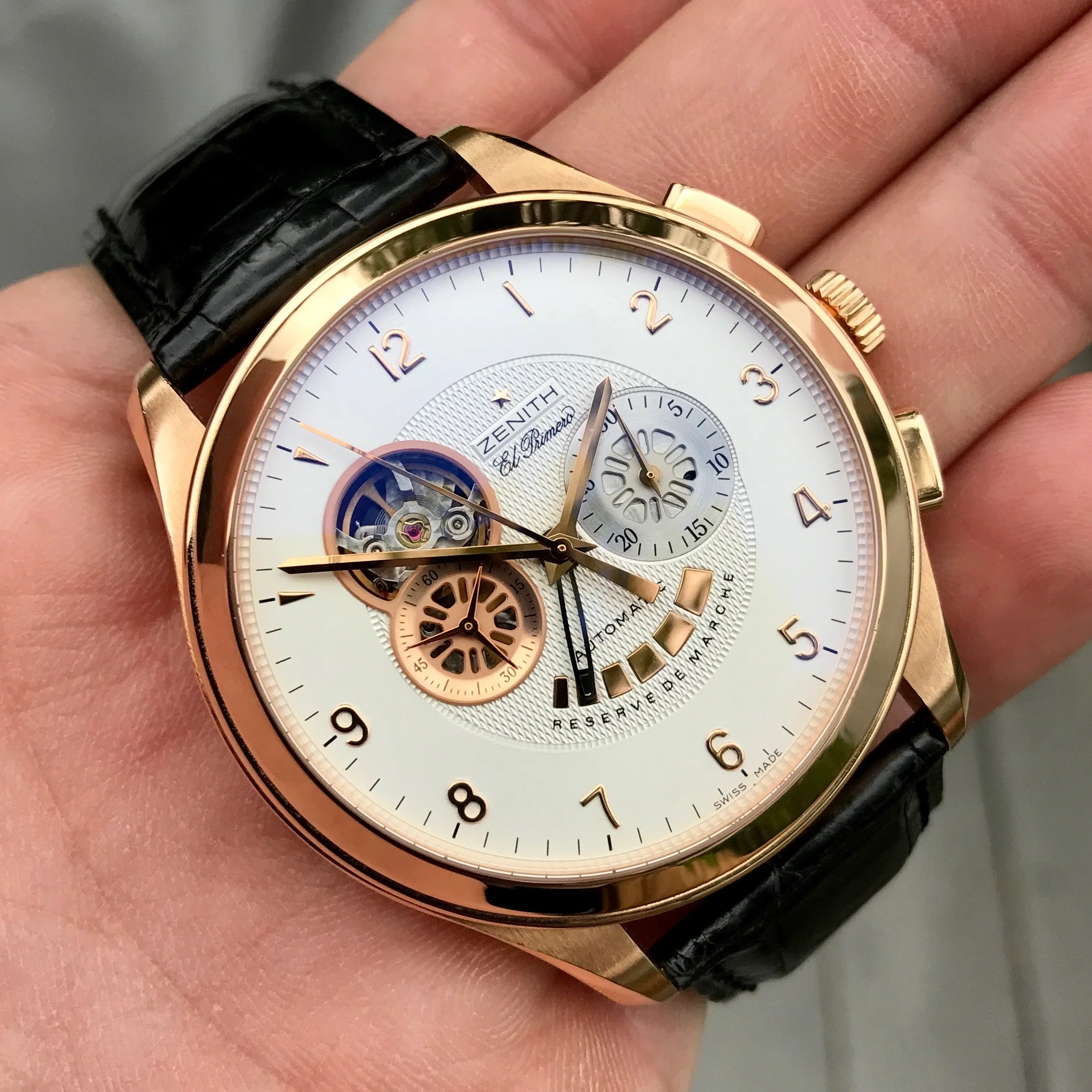 Zenith El Primero 18.0520.4021 18K Rose Gold Grande Class XXT Automatic Chronograph Wristwatch Box & Papers