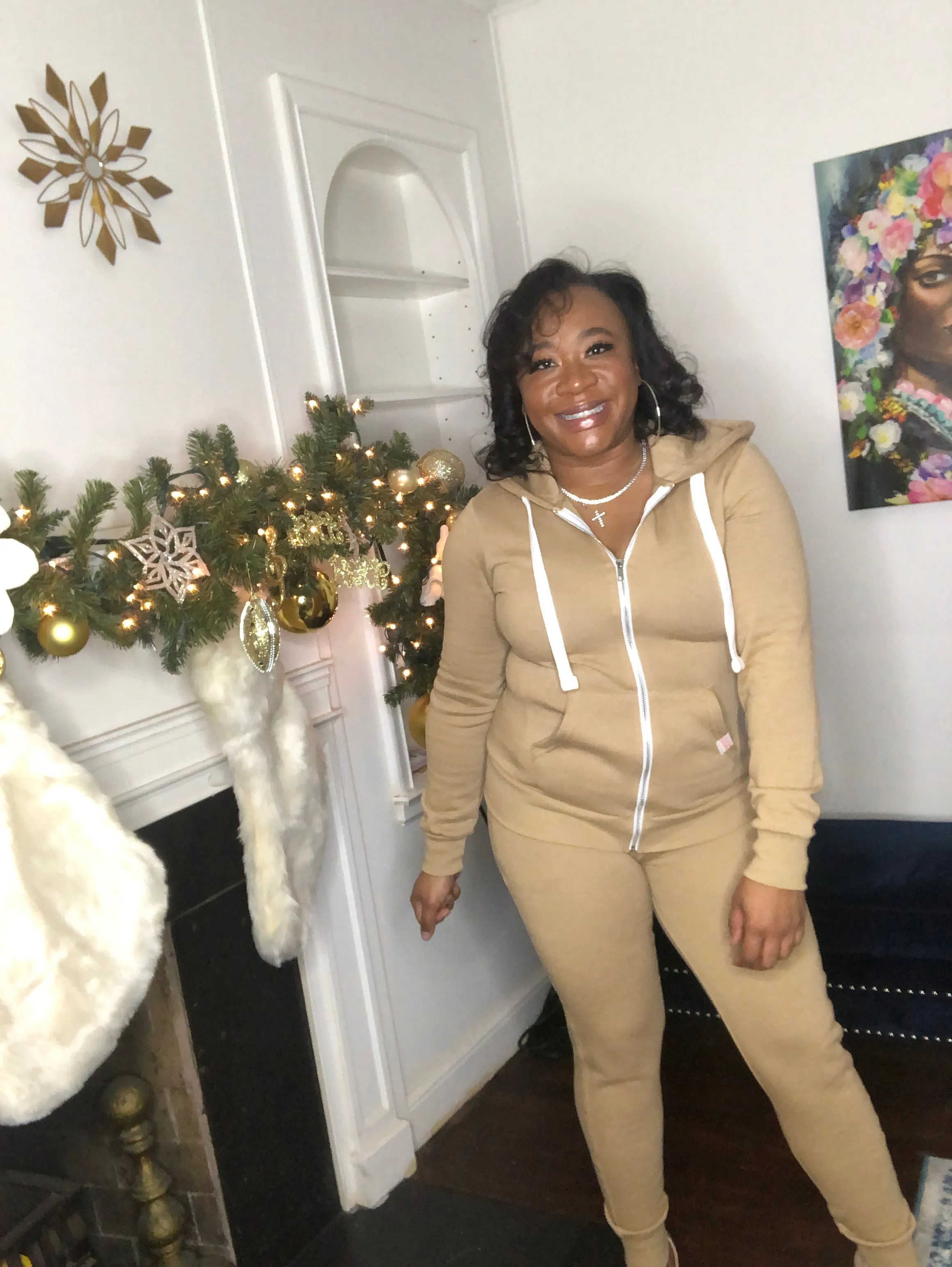 Zip Up Jogger Set - Tan