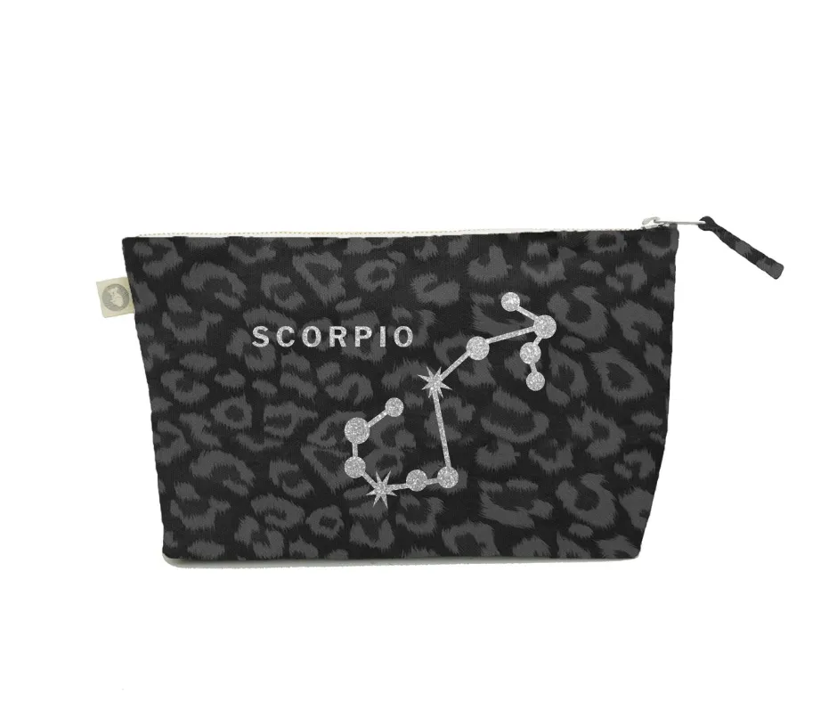 Zodiac Black Leopard Large Makeup Bag  - Scorpio